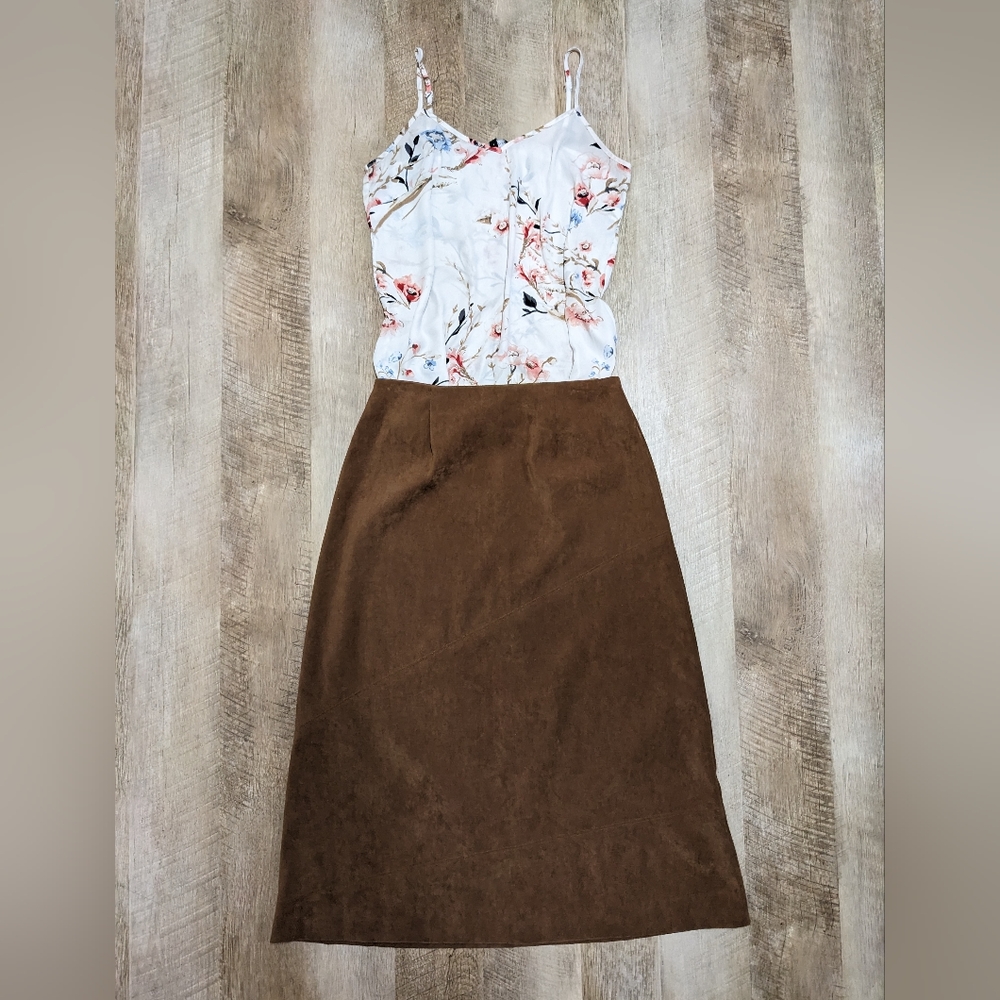 Brown Western Midi Skirt